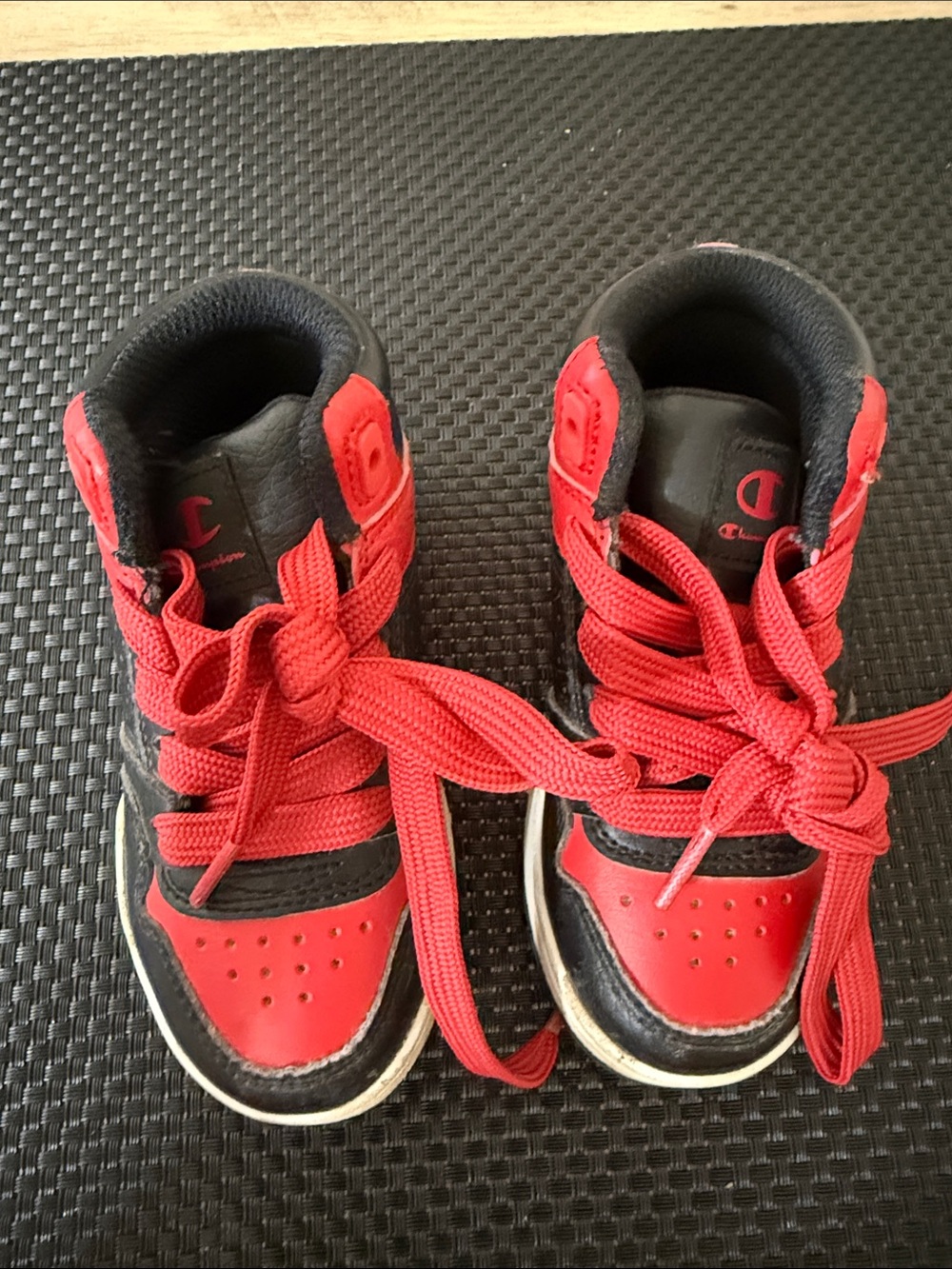Champion Kids Red and Black High-Top Sneakers